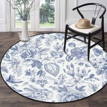 Patchwork Blue-White Round Woolen Rug Manufacturers in Andhra Pradesh